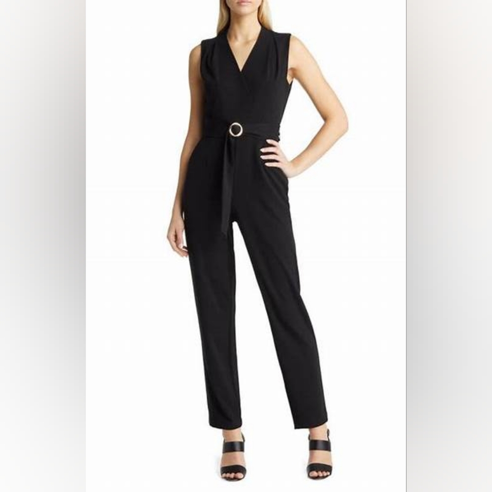 NWT, Tahari ASL Teal Belted Jumpsuit - Picture 13 of 14